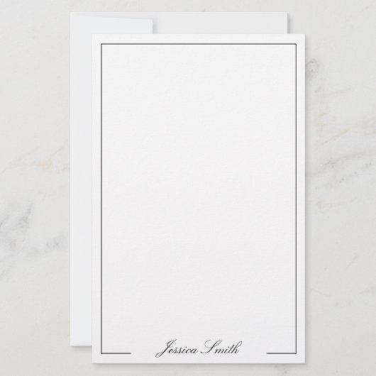 Elegant Black and White Script Monogram Briefpapier (Voorkant)