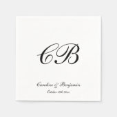 Elegant Black and White Script Monogram Wedding Servet (Voorkant)