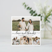 Elegant Black and White Script Photo Weddenschap b Bedankkaart (Staand voorkant)