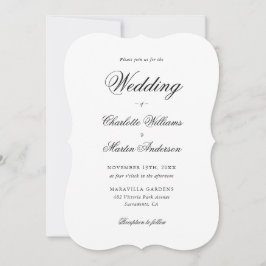 Elegant Black and White Script Photo Wedding Kaart