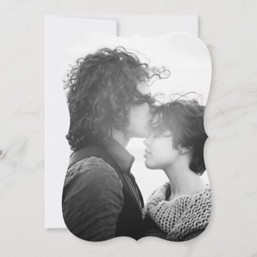 Elegant Black and White Script Photo Wedding Kaart (Achterkant)