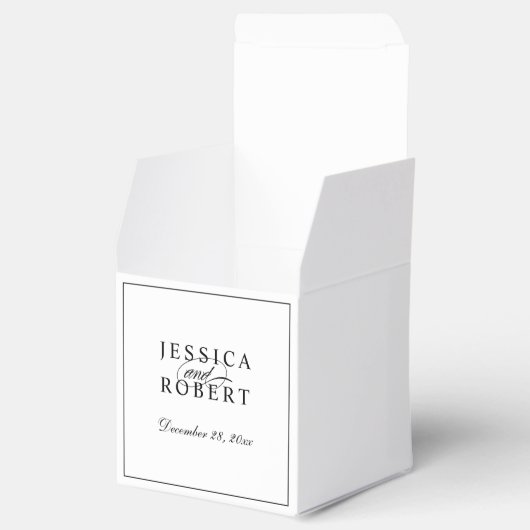 Elegant Black and White Script Wedding Bedankdoosjes (Geopend)