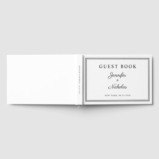 Elegant Black And White Script Wedding Gastenboek (Volledig)