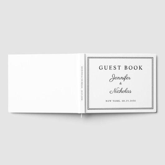 Elegant Black And White Script Wedding Gastenboek (Volledig)