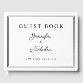 Elegant Black And White Script Wedding Gastenboek (Voorkant)