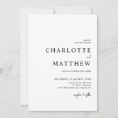 Elegant Black and White Script Wedding Invitation Kaart (Voorkant)