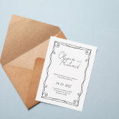 Elegant Black and White Script Wedding Invitation  Kaart