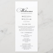 Elegant Black and White Script Wedding Programmakaart (Voorkant)
