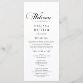 Elegant Black and White Script Wedding Programmakaart