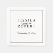 Elegant Black and White Script Wedding Servet (Voorkant)