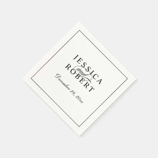 Elegant Black and White Script Wedding Servet (Hoek)