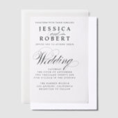 Elegant Black and White Script Wedding Vellum Uitnodigingen (Offset)
