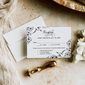 Elegant Black and White Scrolls Wedding RSVP Kaartje