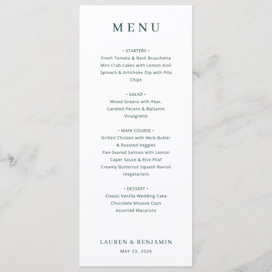 Elegant Black and White Serif Wedding Menu (Voorkant)