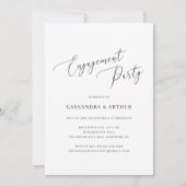 Elegant Black and White Simple Engagement Party Kaart (Voorkant)