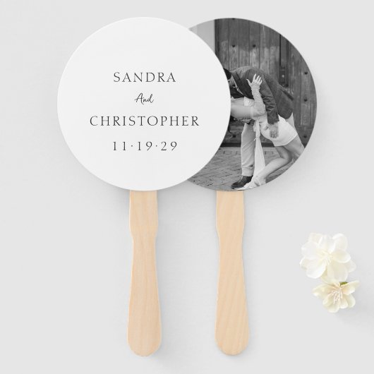 Elegant Black and White Simple Modern Wedding Handwaaier (Voorkant en achterkant)