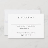 Elegant Black and White Simple Modern Wedding RSVP Kaartje (Voorkant)