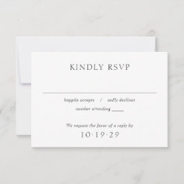 Elegant Black and White Simple Modern Wedding RSVP Kaartje