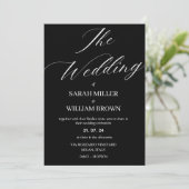 Elegant Black and White Simple Wedding Invitation Kaart (Staand voorkant)