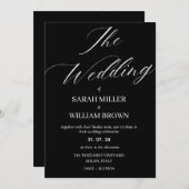 Elegant Black and White Simple Wedding Invitation Kaart (Voorkant / Achterkant)