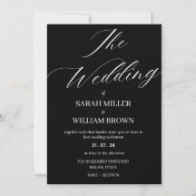 Elegant Black and White Simple Wedding Invitation