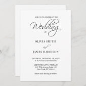 Elegant Black and White Simple Wedding Invitation Kaart (Voorkant / Achterkant)