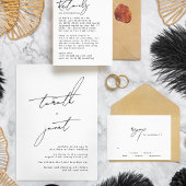 Elegant Black and White Simple Wedding RSVP Kaartje
