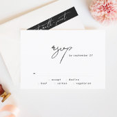 Elegant Black and White Simple Wedding RSVP Kaartje