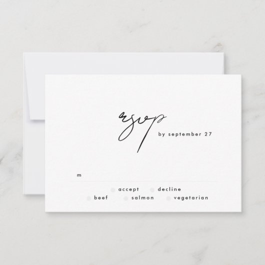 Elegant Black and White Simple Wedding RSVP Kaartje (Voorkant)