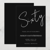 Elegant Black and White Sixty 60th Birthday Kaart (Voorkant / Achterkant)