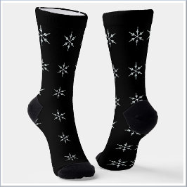 Elegant Black and White Snowflake Pattern Sokken