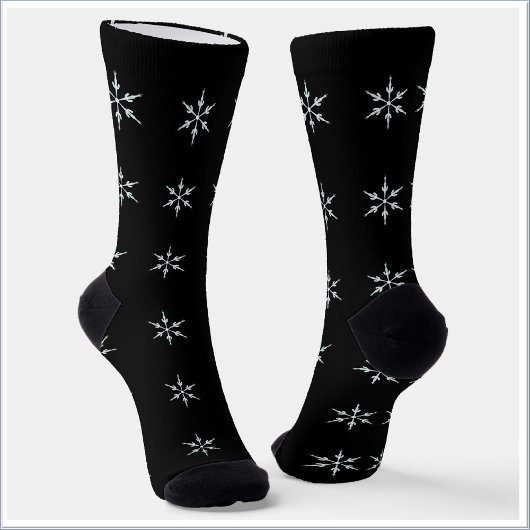 Elegant Black and White Snowflake Pattern Sokken