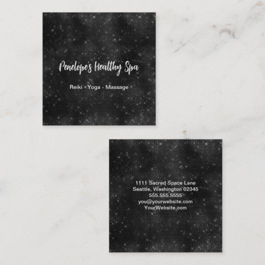 Elegant Black and White Square Visitekaartje (Voorkant / Achterkant)