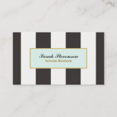 Elegant Black and White Stripes Mode Boutique Visitekaartje (Voorkant)