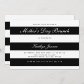 Elegant Black and White Stripes Moederdag Brunch Kaart (Voorkant / Achterkant)