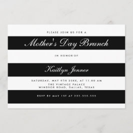 Elegant Black and White Stripes Moederdag Brunch Kaart