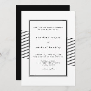 Elegant Black and White Stripes Weddenschap Kaart