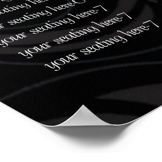 Elegant Black and White Swirl Seating Chart Poster (Hoek)