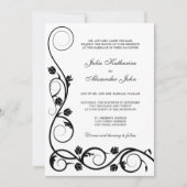 Elegant Black and White Swirls Invitation Kaart (Voorkant)