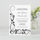 Elegant Black and White Swirls Invitation Kaart (Staand voorkant)