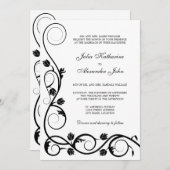Elegant Black and White Swirls Invitation Kaart (Voorkant / Achterkant)