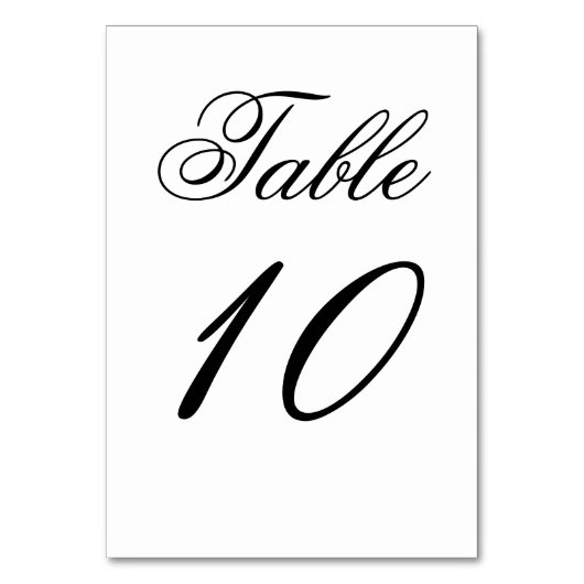 Elegant Black and White Table Number Kaart (Achterkant)