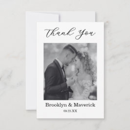 Elegant Black And White Thank You Wedding Card Bedankkaart