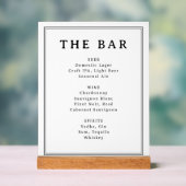 Elegant Black and White Typographic Bar Menu Acryl Bord (Neutraal)