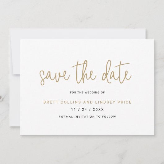 Elegant Black and White Typography Modern Wedding Save The Date (Voorkant)