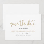 Elegant Black and White Typography Modern Wedding Save The Date (Voorkant / Achterkant)