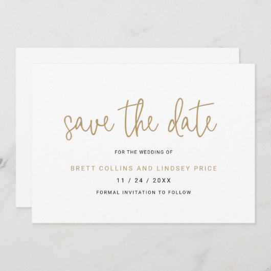 Elegant Black and White Typography Modern Wedding Save The Date (Voorkant / Achterkant)