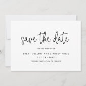 Elegant Black and White Typography Modern Wedding Save The Date (Voorkant)