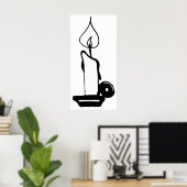 Elegant Black And White Vintage Burning Candle Poster (Thuiskantoor)