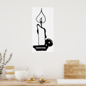 Elegant Black And White Vintage Burning Candle Poster (Keuken)